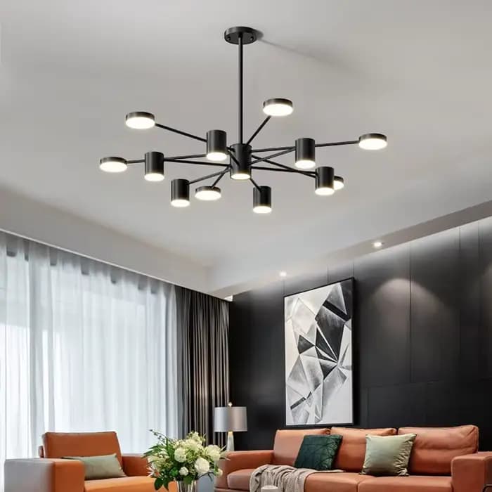 Led lustre lumière pour salon salle à manger chambre plafond moderne nordique suspension lampe noir lustre intérieur luminaire