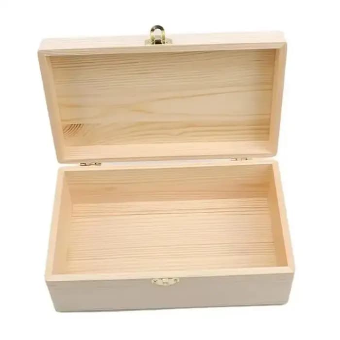 Boîte de rangement en bois rectangulaire à rabat