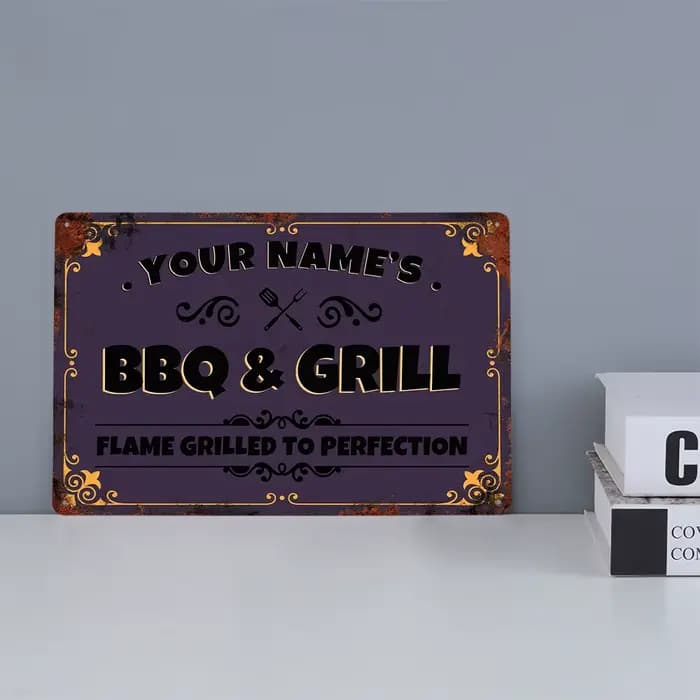 Plaque rétro personnalisée BBQ & Dersl