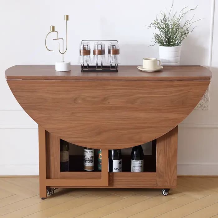 Table à manger ronde pliante mobile multifonctionnelle avec chaises pliantes