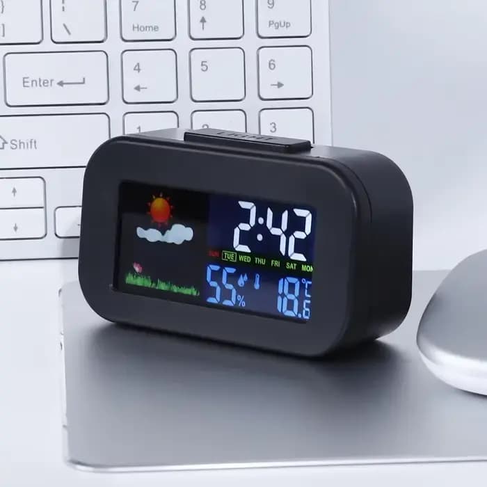 Horloge de station météo avec affichage couleur – Moniteur de température et d'humidité