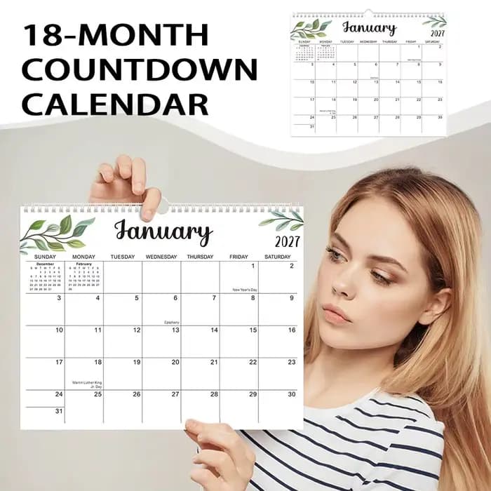 Calendrier mural 2027, planificateur mensuel de janvier 2026 à juin 2027, pour la planification quotidienne, calendrier suspendable et étanche