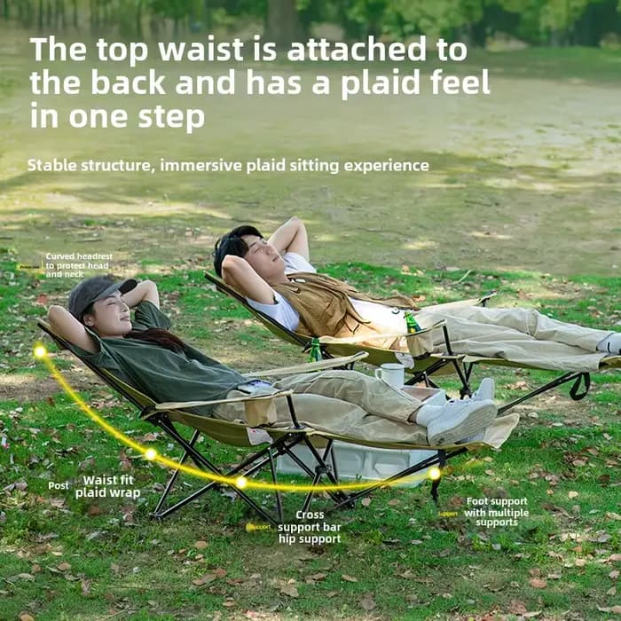Chaise pliante en métal jaune 2 en 1