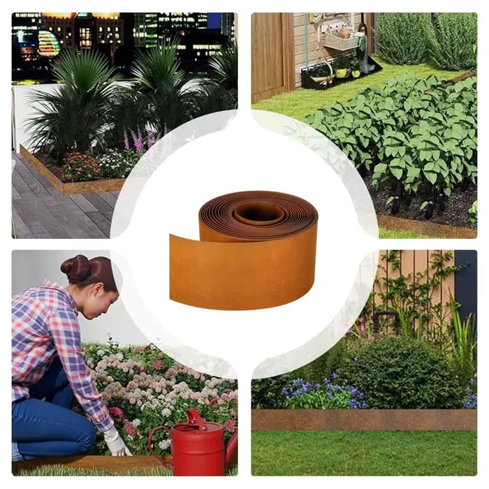 Bordure de jardin protectrice en acier découpable et résistante aux intempéries pour pelouse