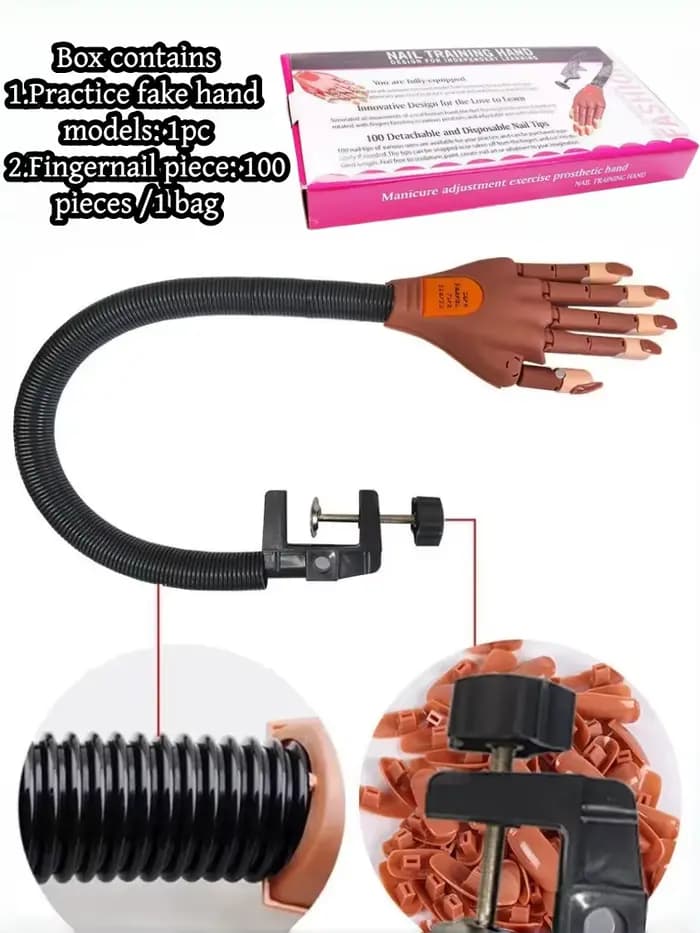 Main d'entraînement professionnelle pour la manucure, 1 boîte de modèle de main d'entraînement pour la manucure avec faux ongles, outil de manucure pour la maison et le salon