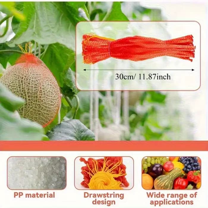 100 un hamac à melon durable en filet pastèque, adapté au jardin, poche en filet réutilisable, adapté au melon, support idéal pour le support.