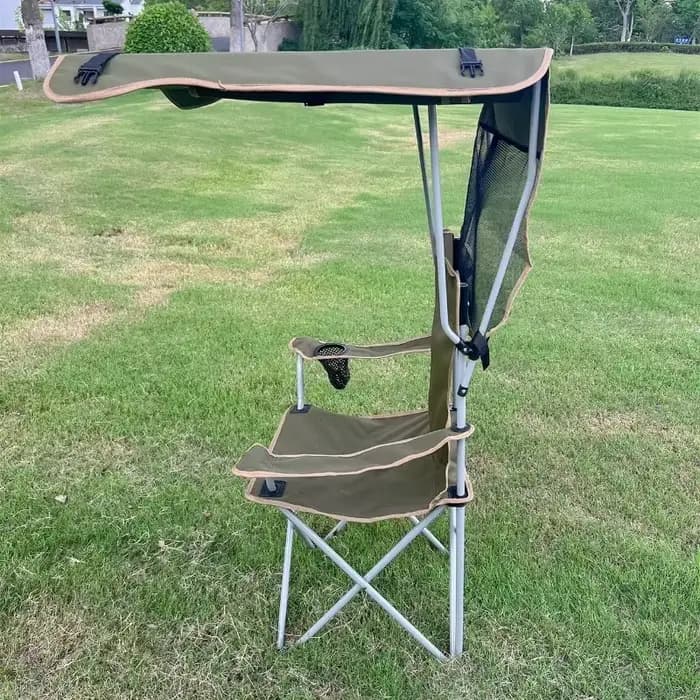 Chaise pliante d'extérieur avec pare-soleil, pour Camping, pêche, plage, Portable, Design Compact, confortable pour barbecue, pique-nique, détente