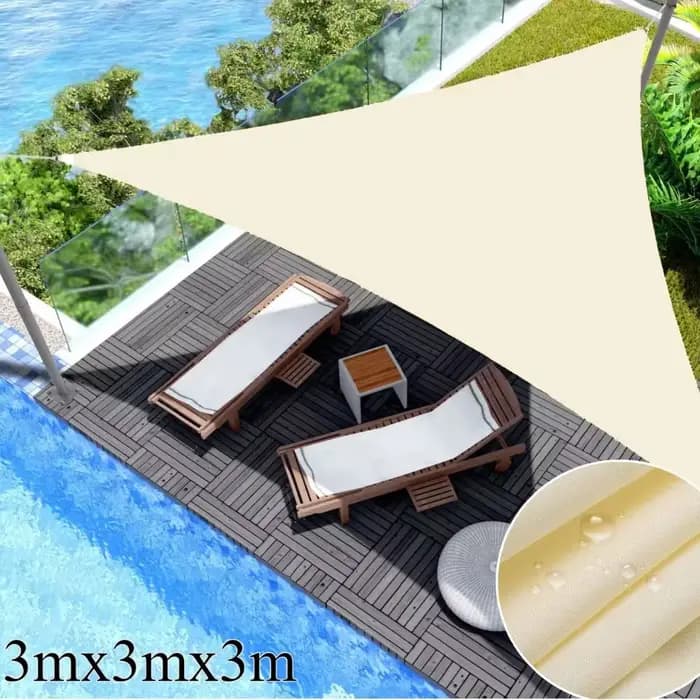 Abri solaire étanche Triangle réglable avec cordes, auvent extérieur de taille 3x3x3M, bloc UV 95%, pare-soleil Triangle Durable pour Patio