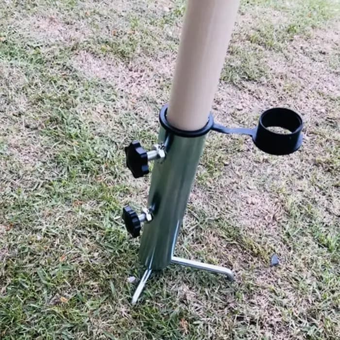 Support de parasol de camping portable à 4 piquets avec crochet de suspension