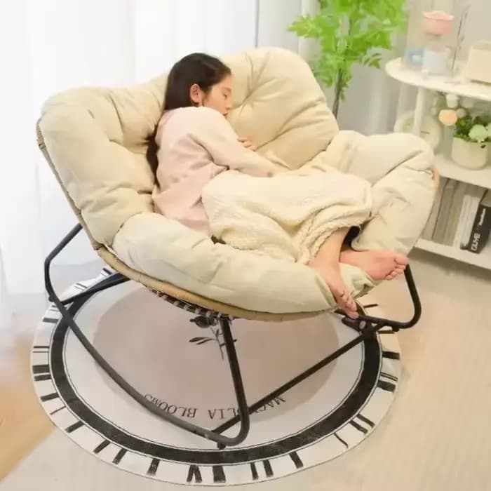 Fauteuil à bascule Papasan en rotin surdimensionné de luxe