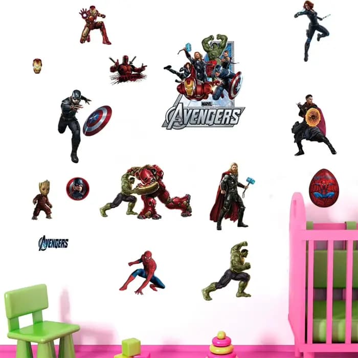 Dessin animé avengers stickers muraux salon chambre décoration murale Super héros affiche de film bricolage stickers muraux pour chambres d'enfants