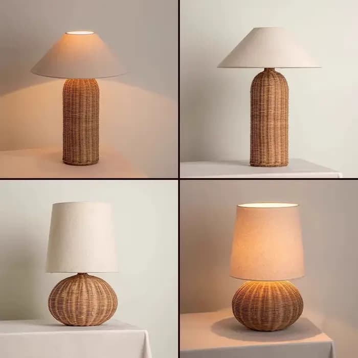 Lampe sur pied créative en rotin tressé Wabi Sabi