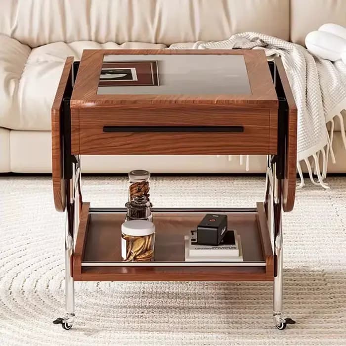 Tables basses rustiques Premium, rangement esthétique classique, Tables basses pliables, Design à roulettes, meubles de Salon Basse