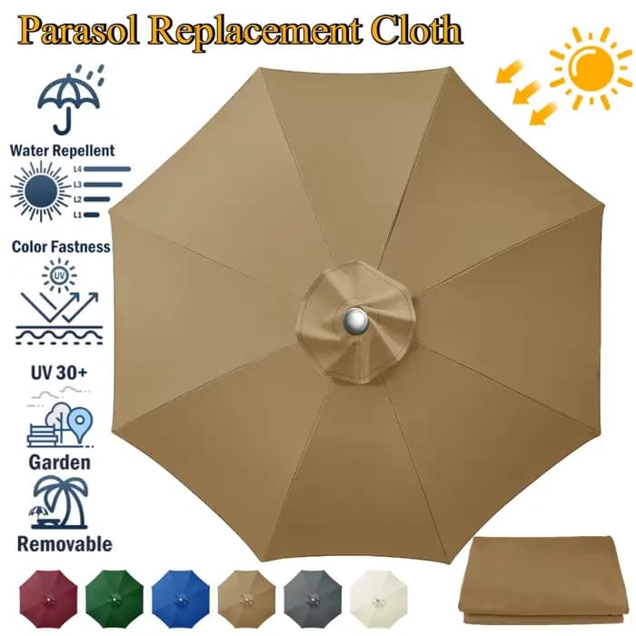 Housse de Parasol imperméable en tissu de remplacement pour jardin extérieur 2/2.5/2.7/3M