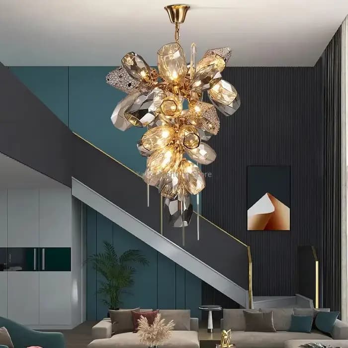 Lampes LED à Suspension en acier inoxydable de luxe moderne salon chambre allée lustre en cristal lampes suspendues d'intérieur ampoule gratuite