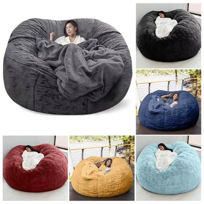 Pas de peluche gris pouf chaise géante