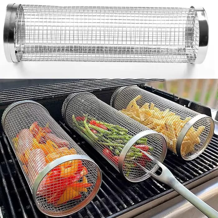 Grille de barbecue ronde en acier inoxydable