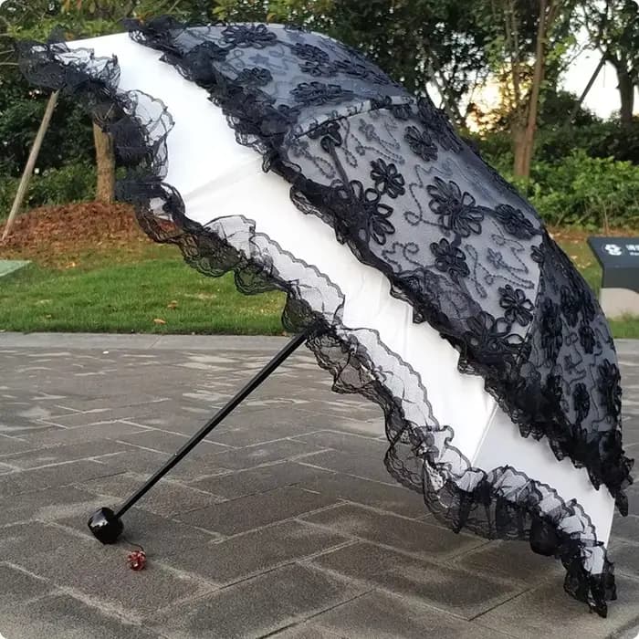 Parasol de soleil en dentelle double couche pour femme