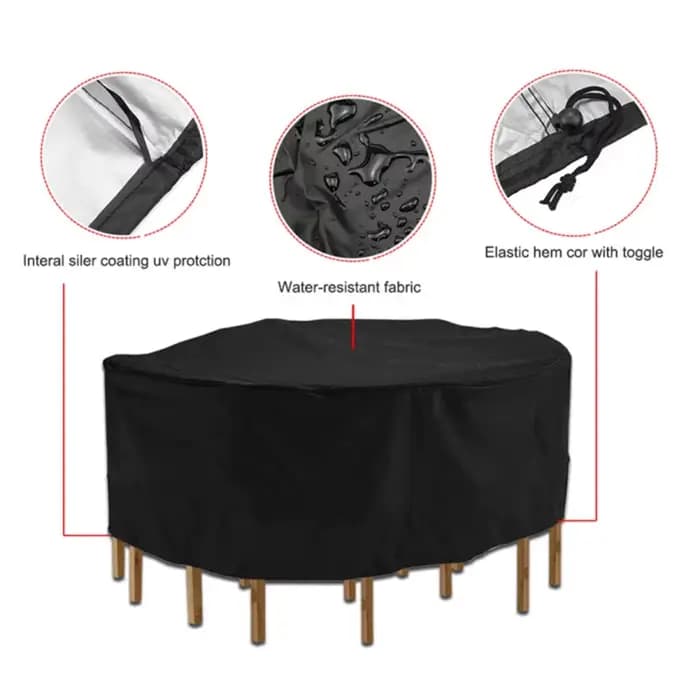 Différentes tailles extérieur jardin Patio grand rond étanche meubles protecteur Table chaise ensemble poussière