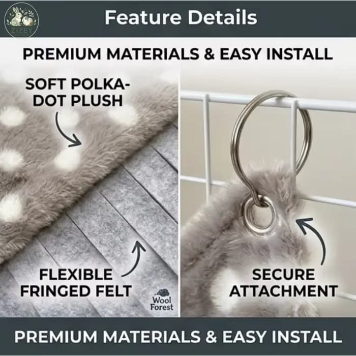 Hamac pour cochon d'Inde, accessoires pour petits animaux, cachette pour cochon d'Inde, accessoire de cage, grand modèle (gris)