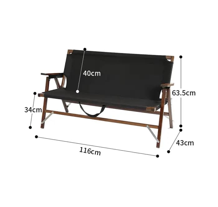 Chaise pliable pour 2 personnes pour extérieur, jardin, camping et glamping