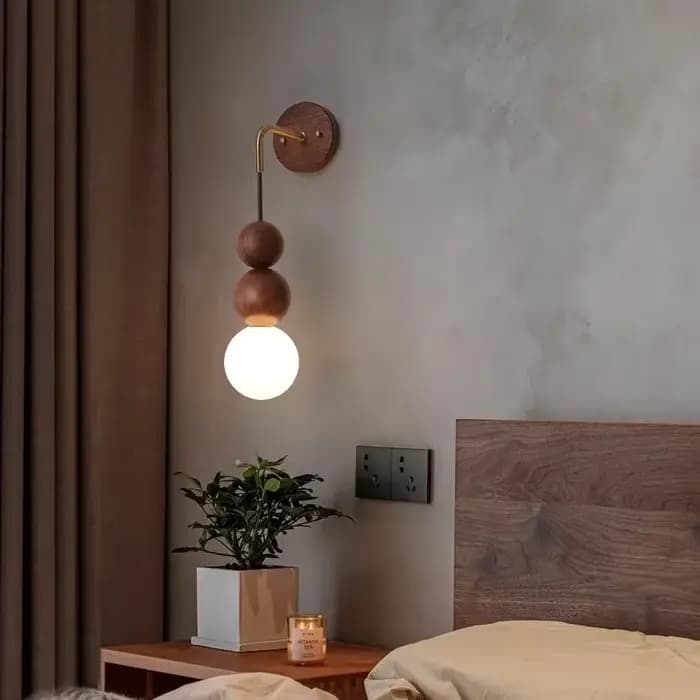 Style ancien applique murale de luxe salon fond mur chambre tête de lit noyer japonais rétro cuivre couloir applique murale