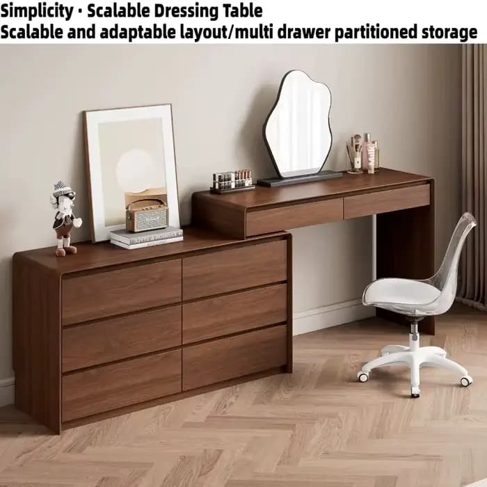 Coiffeuse moderne minimaliste en bois, multifonctionnelle avec rangement, pour maquillage et coiffure, mobilier de chambre