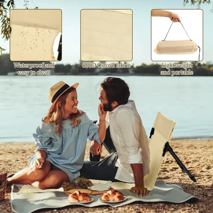 Chaise de camping pliable d'extérieur avec coussin de dossier