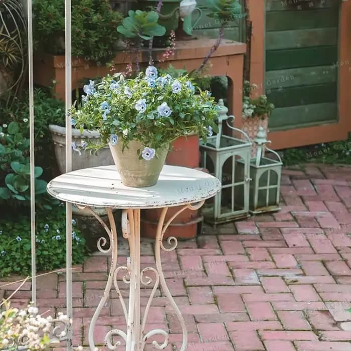 Table d'appoint ronde d'extérieur en métal et fer