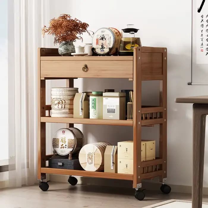 Table d'appoint mobile de canapé en bambou