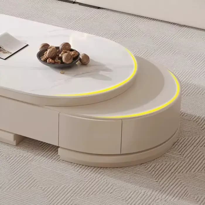 Table basse ovale moderne extensible et réglable