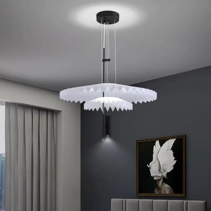 Lustre plissé créatif nordique, lustre doré minimaliste pour restaurant, salon, chambre à coucher, designer