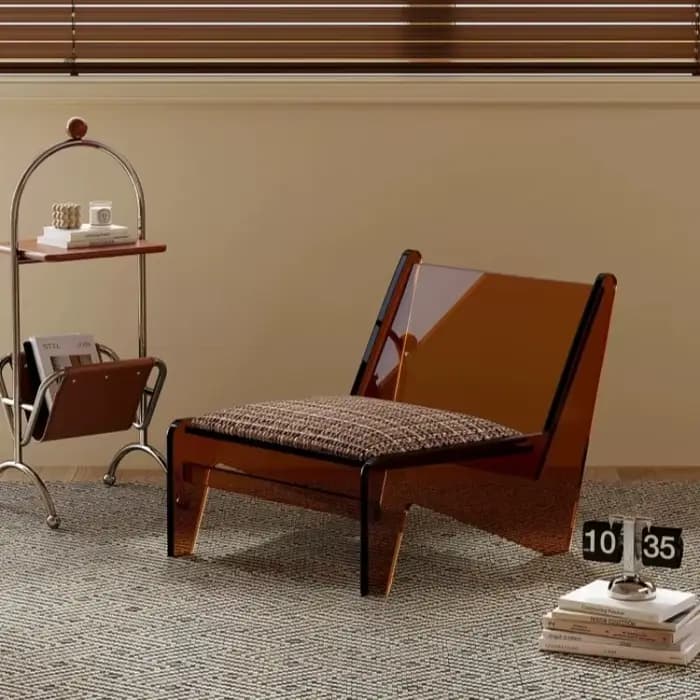 Fauteuils de salon vintage, chaises de balcon, chaises de salon confortables de style français, chaises uniques en acrylique, mobilier de style Mid-Century