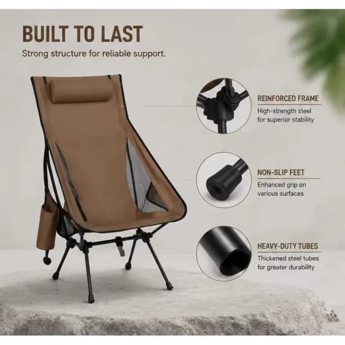Chaise pliable en alliage d'aluminium, design confortable avec appui-tête, siège léger pour la pêche et les voyages en plein air