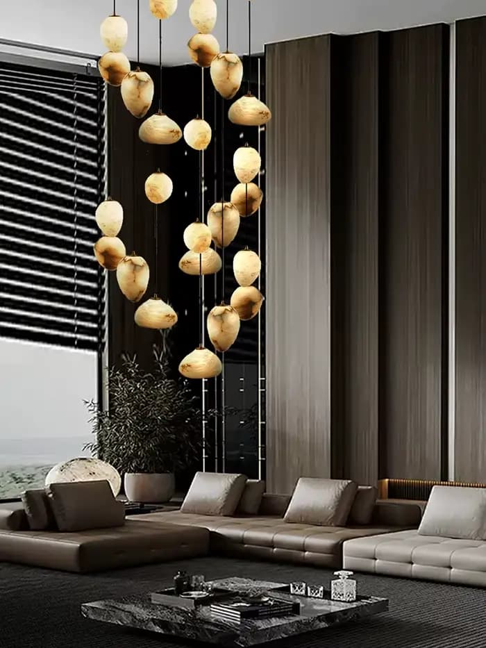 Lustre LED moderne de luxe en marbre irrégulier pour salon, suspension luminaire pour restaurant, chevet, bar, escalier