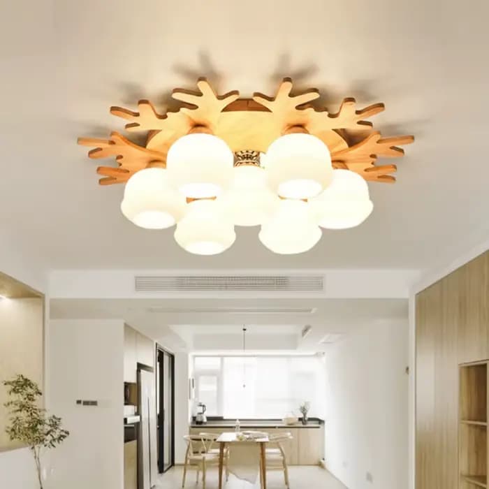 Lampes de plafond LED en verre en bois pour salon enfants chambre cuisine étude Lustre décoration de la maison Lustre luminaire