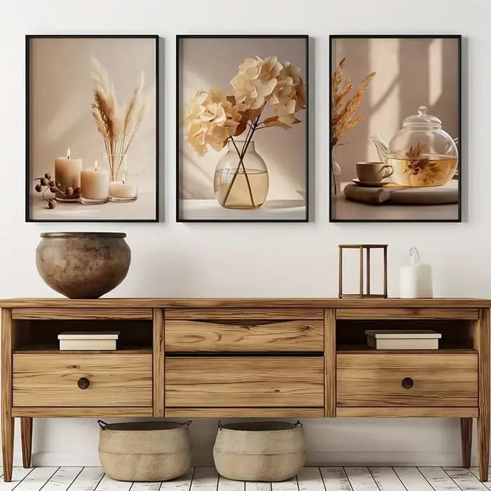 Toile de peinture de fleurs beiges minimalistes, galerie de paysages modernes, affiche florale, salon moderne, chambre à coucher, décoration de maison