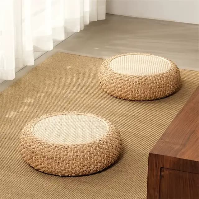 Coussin futon épais en rotin tissé à la main