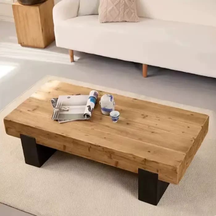 Table d'appoint rectangulaire basse en bois