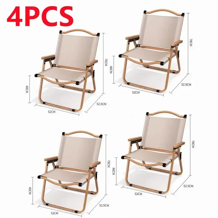 4/2/1 pièces-chaki chaise de Camping Portable en plein air en alliage d'aluminium Grain de bois pliant équipement
