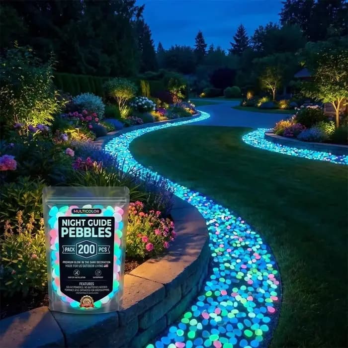 200 pièces/sac, pierres de jardin lumineuses colorées