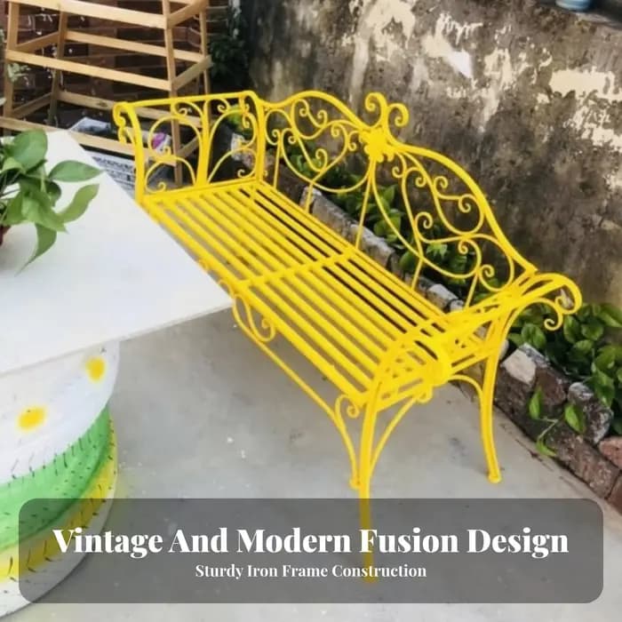 Banc de jardin deux places en métal orné