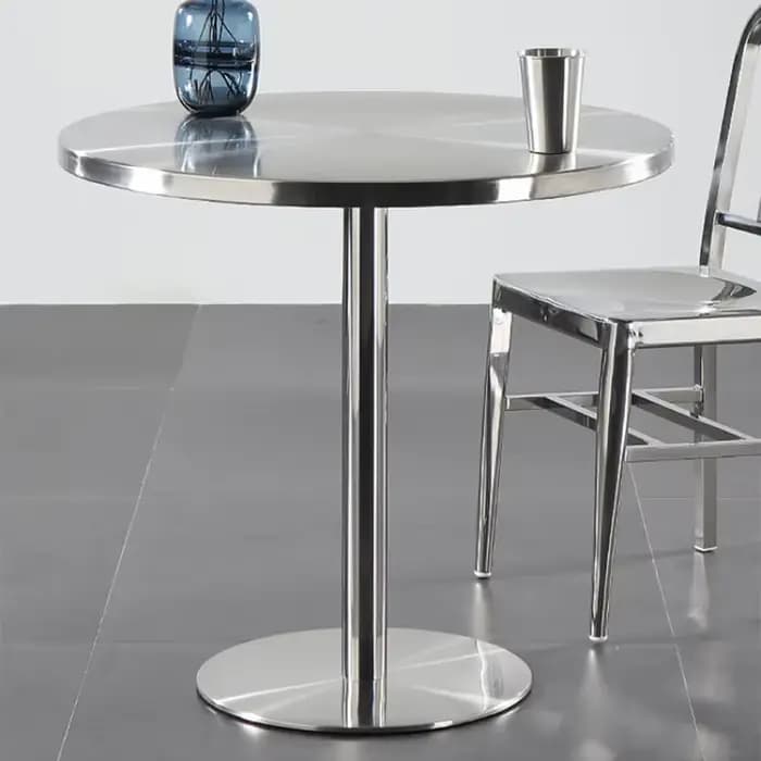 Table de Salle à Manger Ronde en Acier Inoxydable