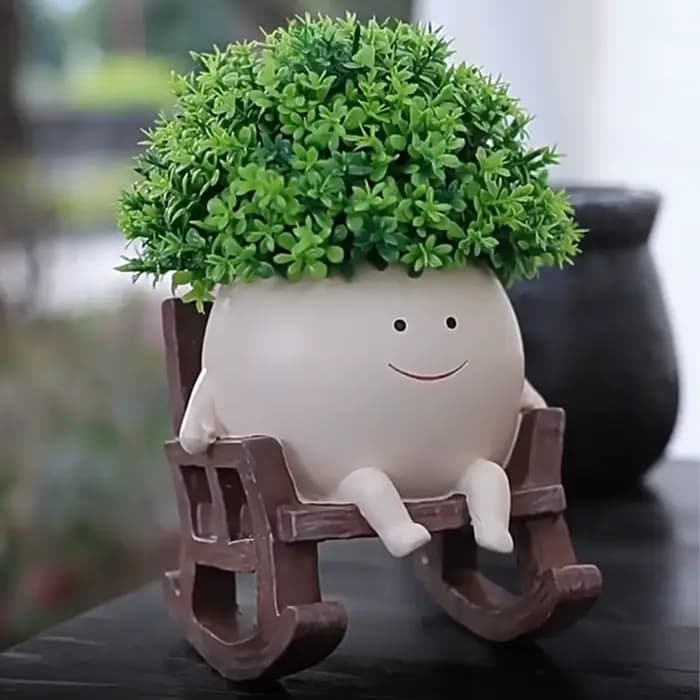 Pot de fleur de chaise à bascule en résine