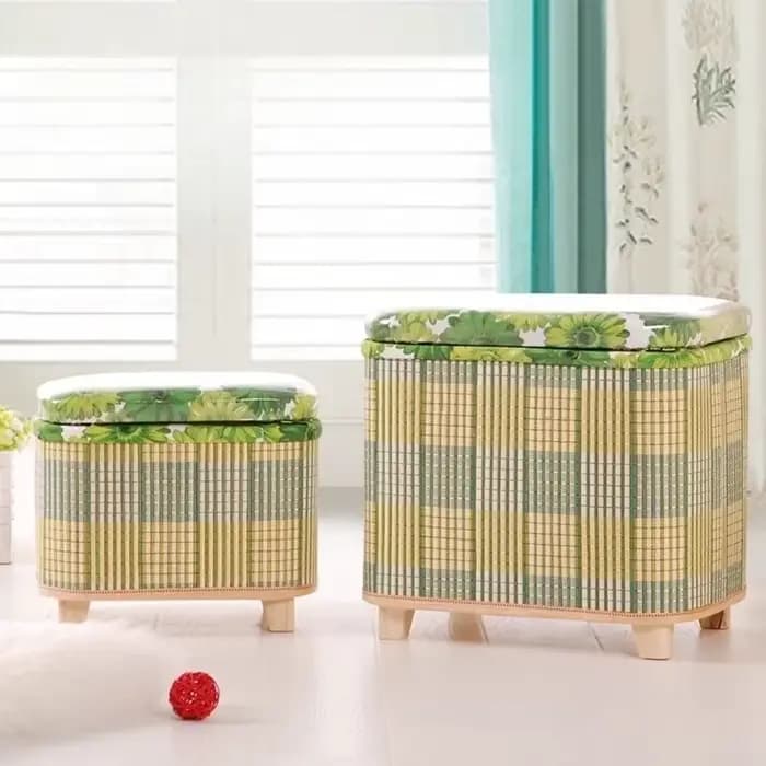 Tabouret de rangement tissé en bambou écologique