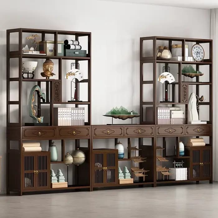 YFY Nouvelle Étagère Chinoise Bogu pour Salon de Thé, Décoration Haut de Gamme, Vitrine à Thé, Étagère de Bureau, Ornement de Séparation pour Salon