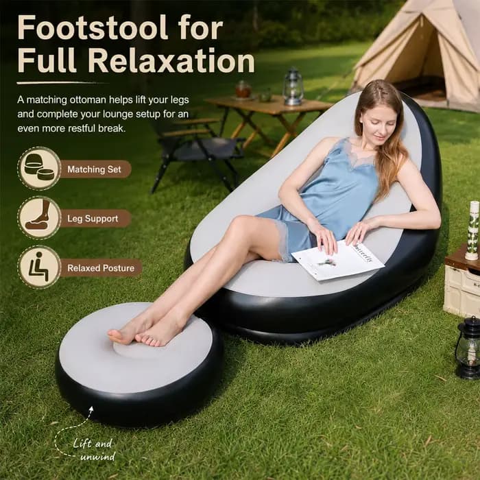 1PC Chaise longue gonflable avec repose-pieds assorti