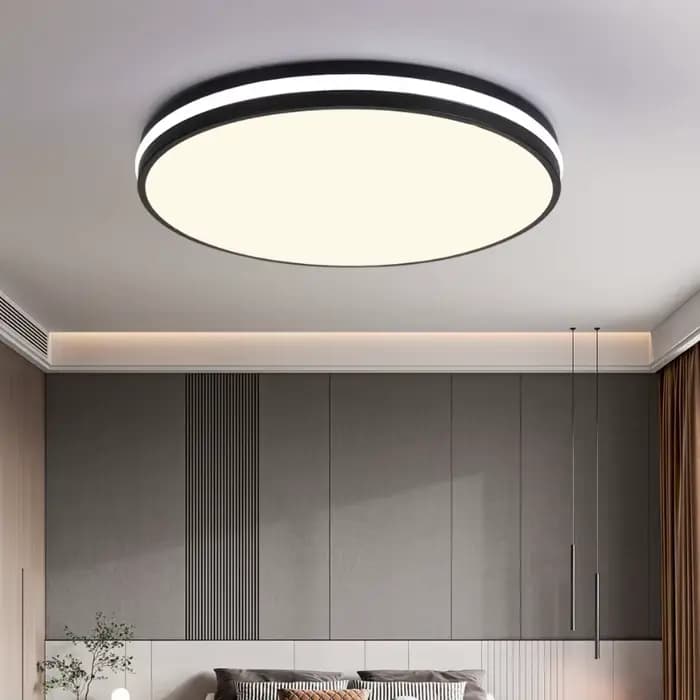 Nouveau plafonnier minimaliste circulaire Grain de bois chambre décor lampe Macaron chambre salon cuisine Dimmable LED plafonniers