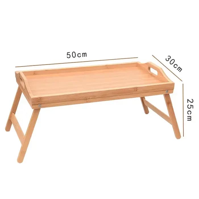 Plateau de lit en bambou avec poignée de pieds pliants