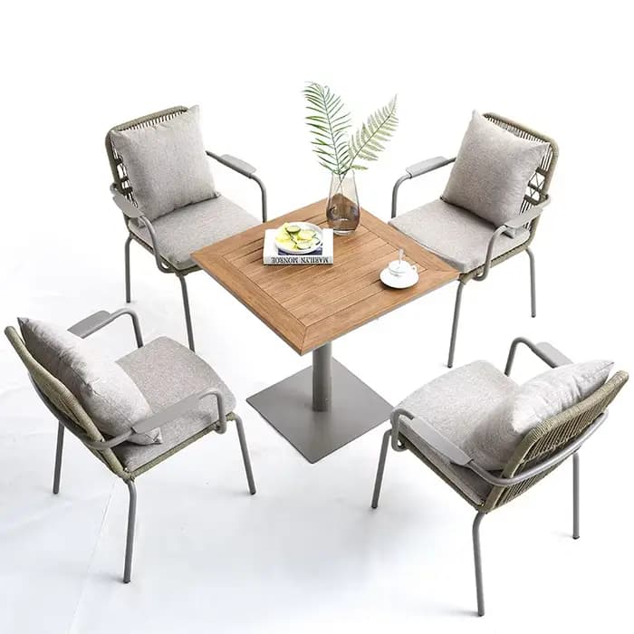 Combinaison table et chaise en aluminium pour jardin extérieur